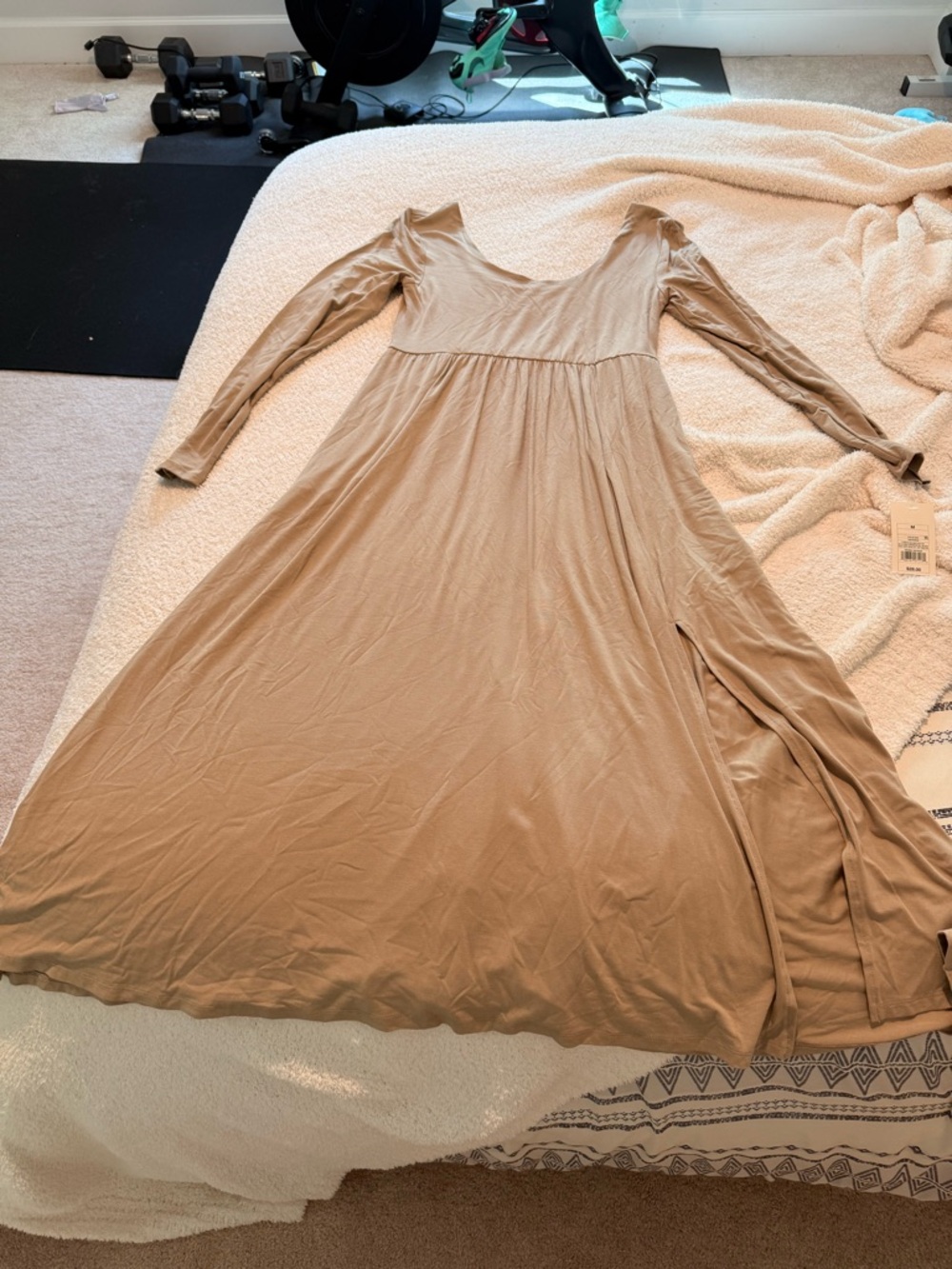 a new day Taupe Long Sleeve Scoop Neck Maxi Dress